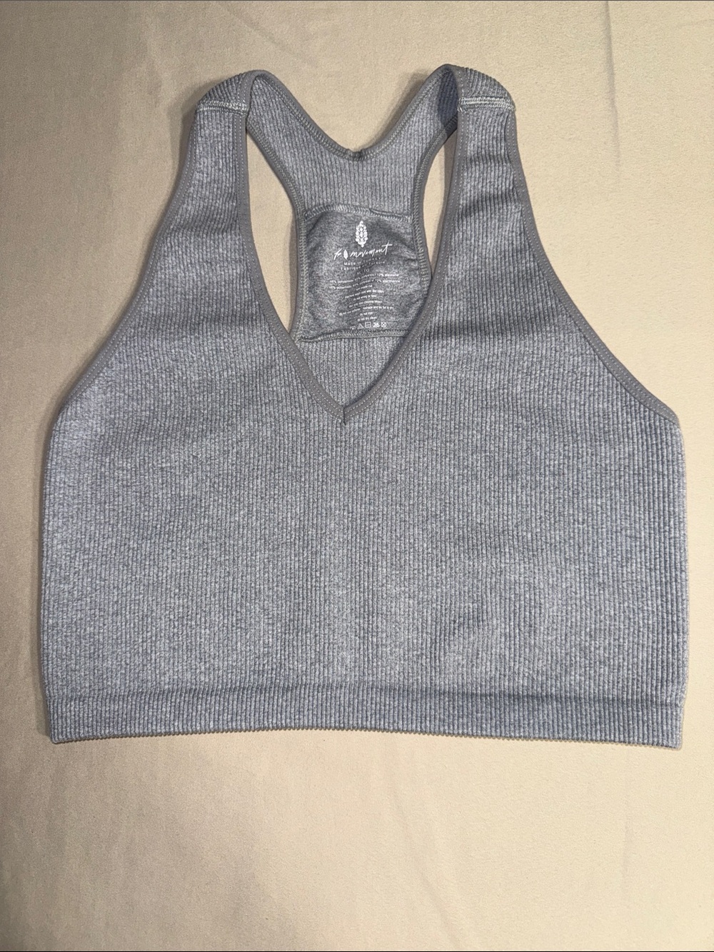 FP Movement Ribbed Racerback Sports Bra Gray XL